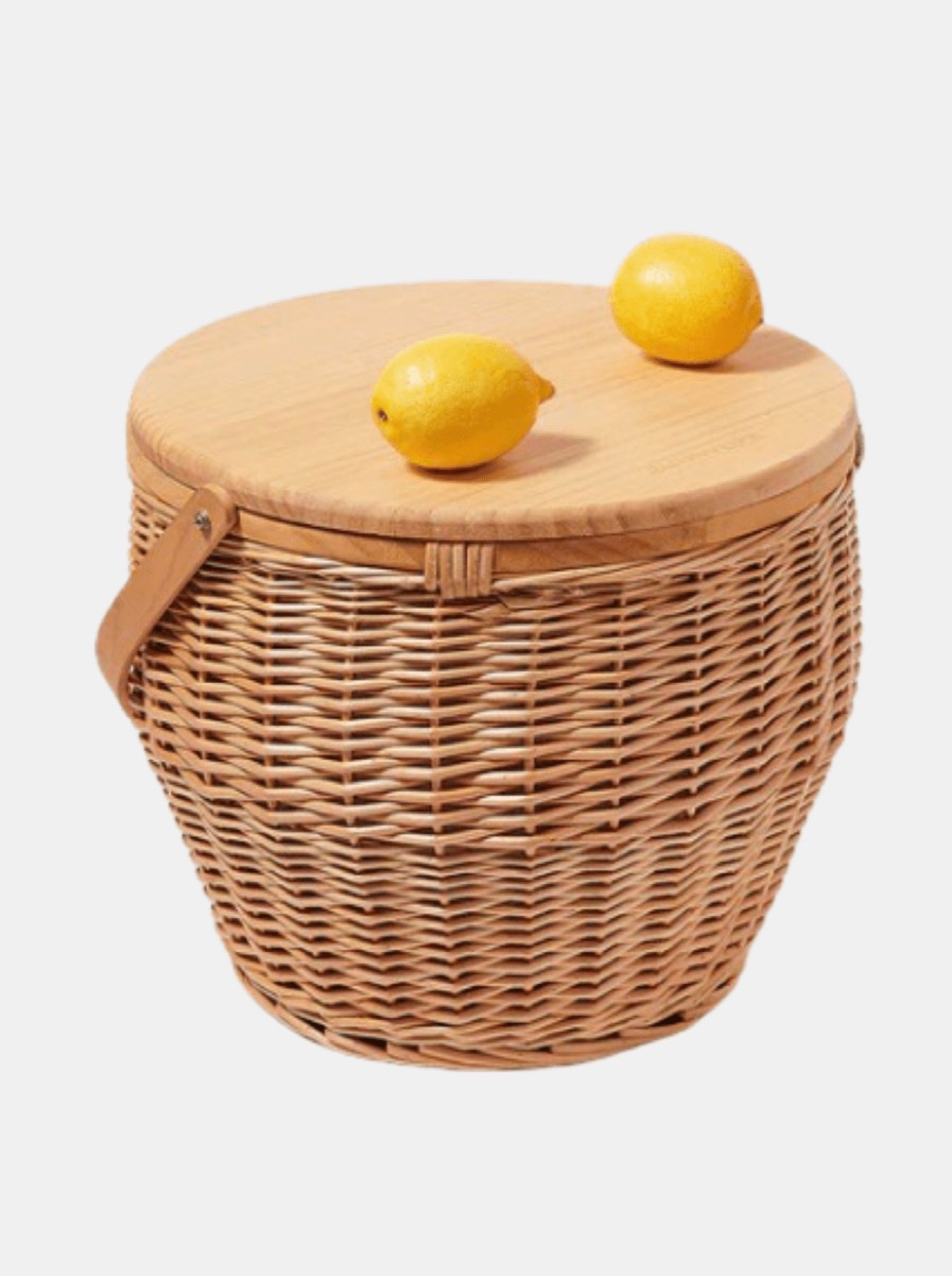 Accessories Sunnylife | Round Picnic Cooler Basket Natural