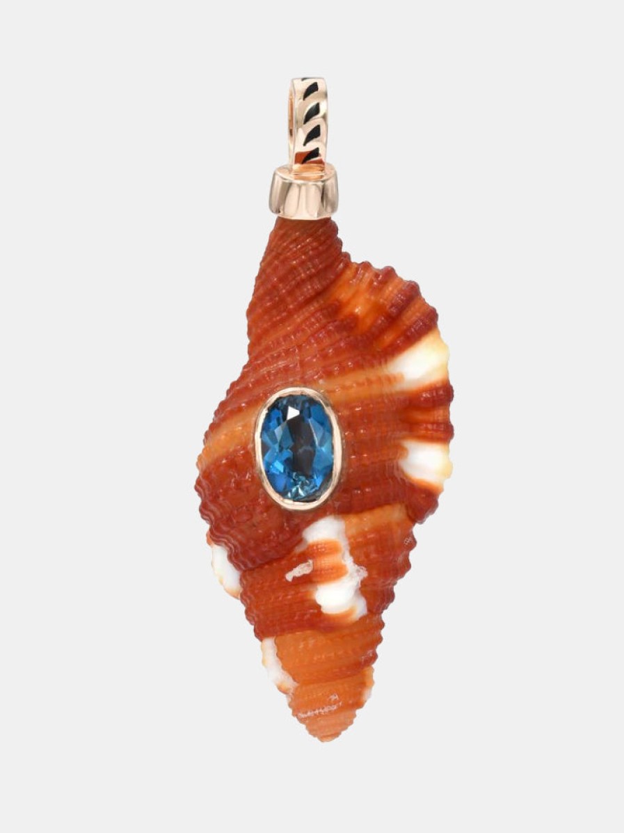 Accessories DEZSO Pendants | Triton Shell Blue Zircon