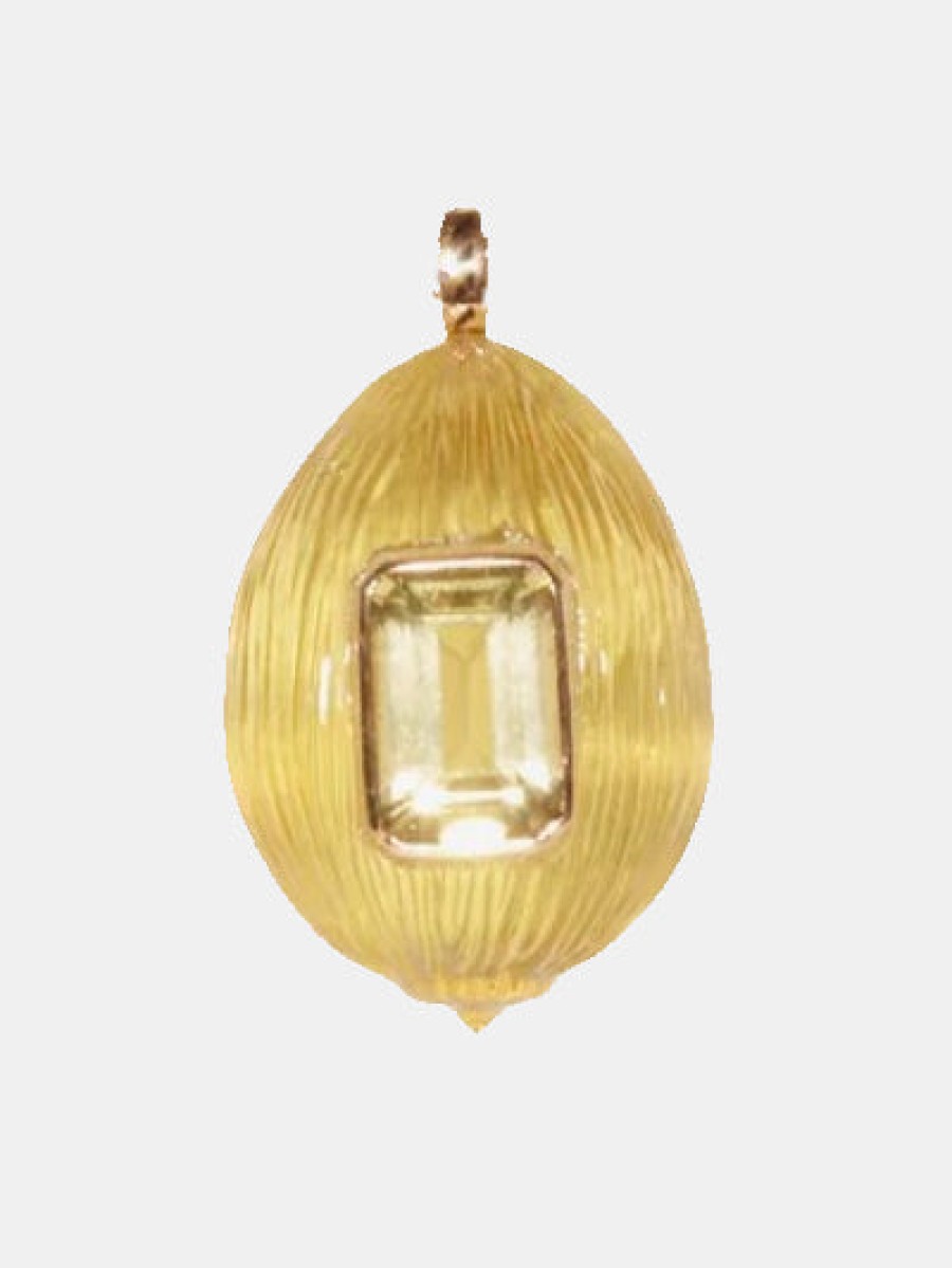 Accessories DEZSO Pendants | Carved Lemon Quartz Coquito