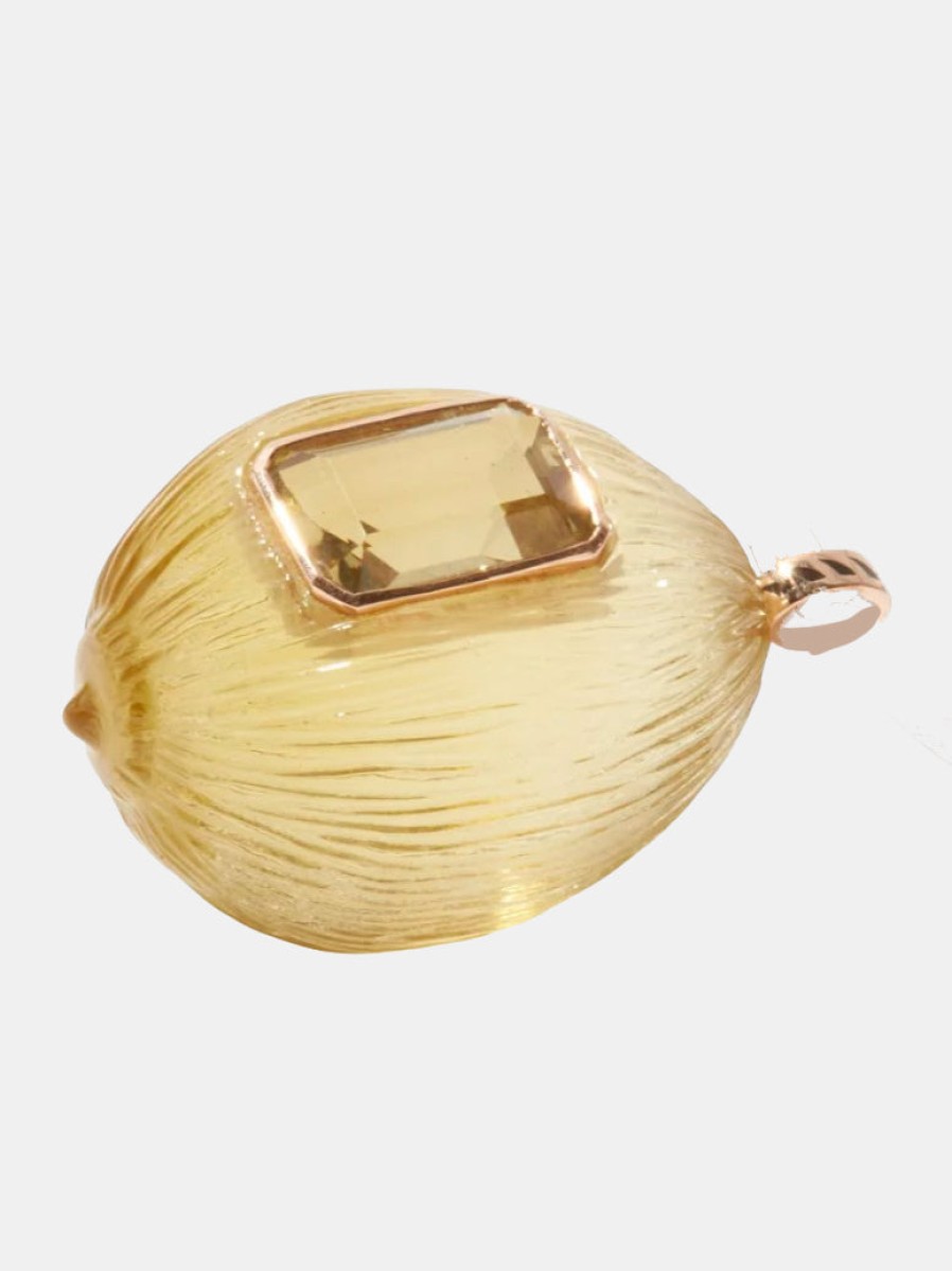 Accessories DEZSO Pendants | Carved Lemon Quartz Coquito