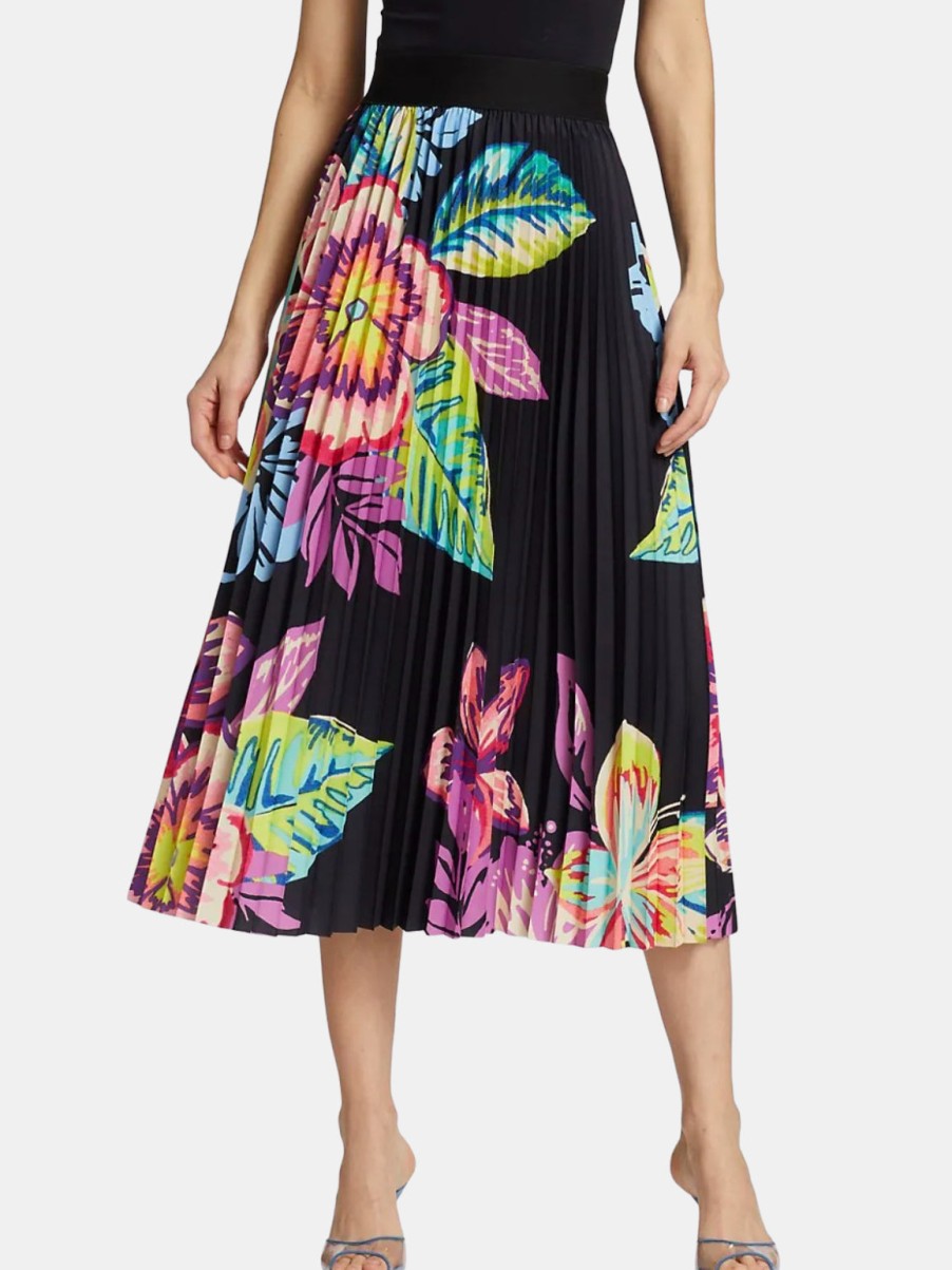 Clothing LE SUPERBE | Acid Hawaii Pleated Skirt Black Acid Floral