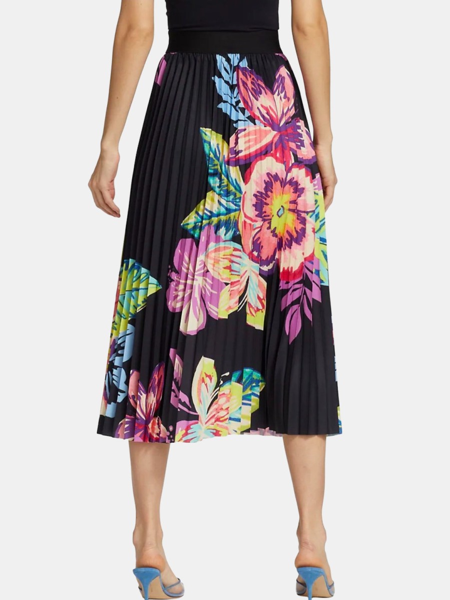 Clothing LE SUPERBE | Acid Hawaii Pleated Skirt Black Acid Floral