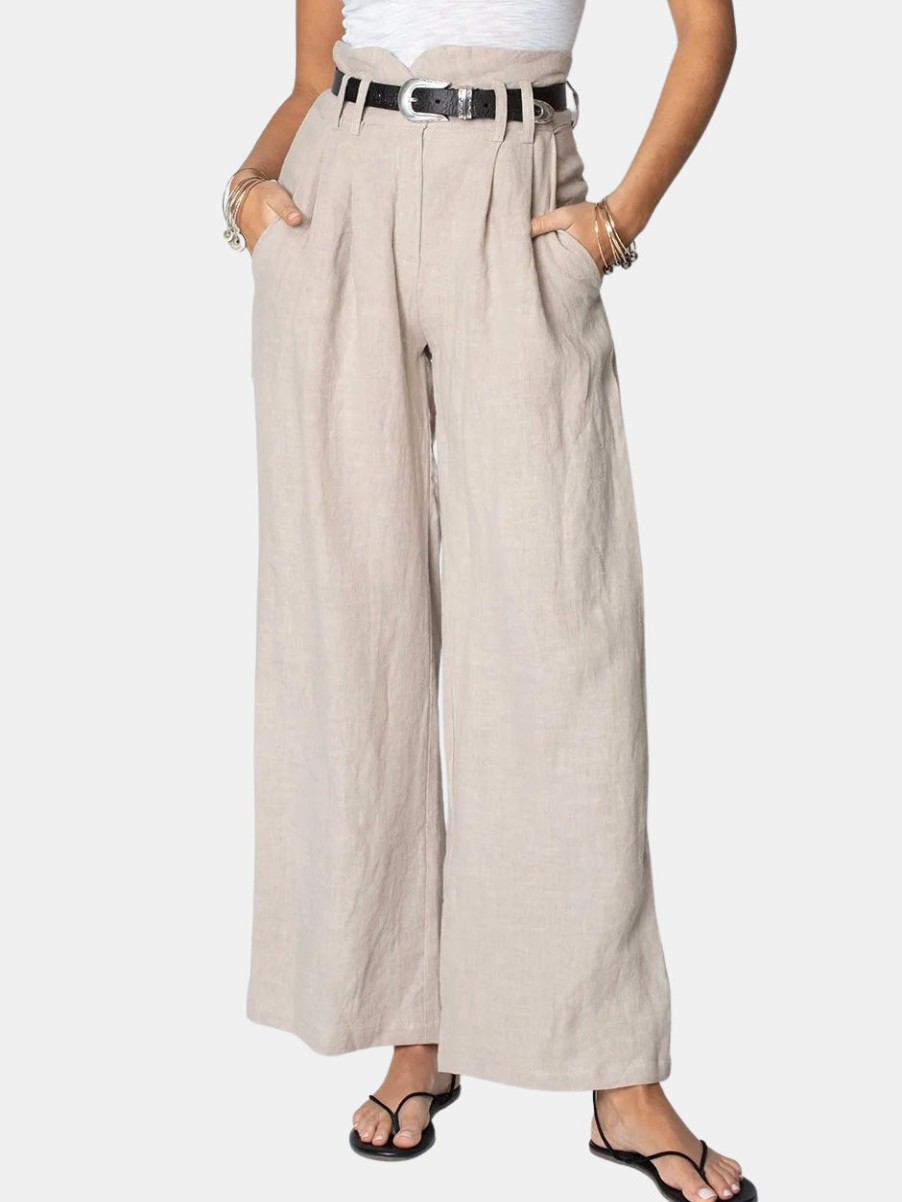 Clothing STILLWATER | Linen Knotch Waist Pant