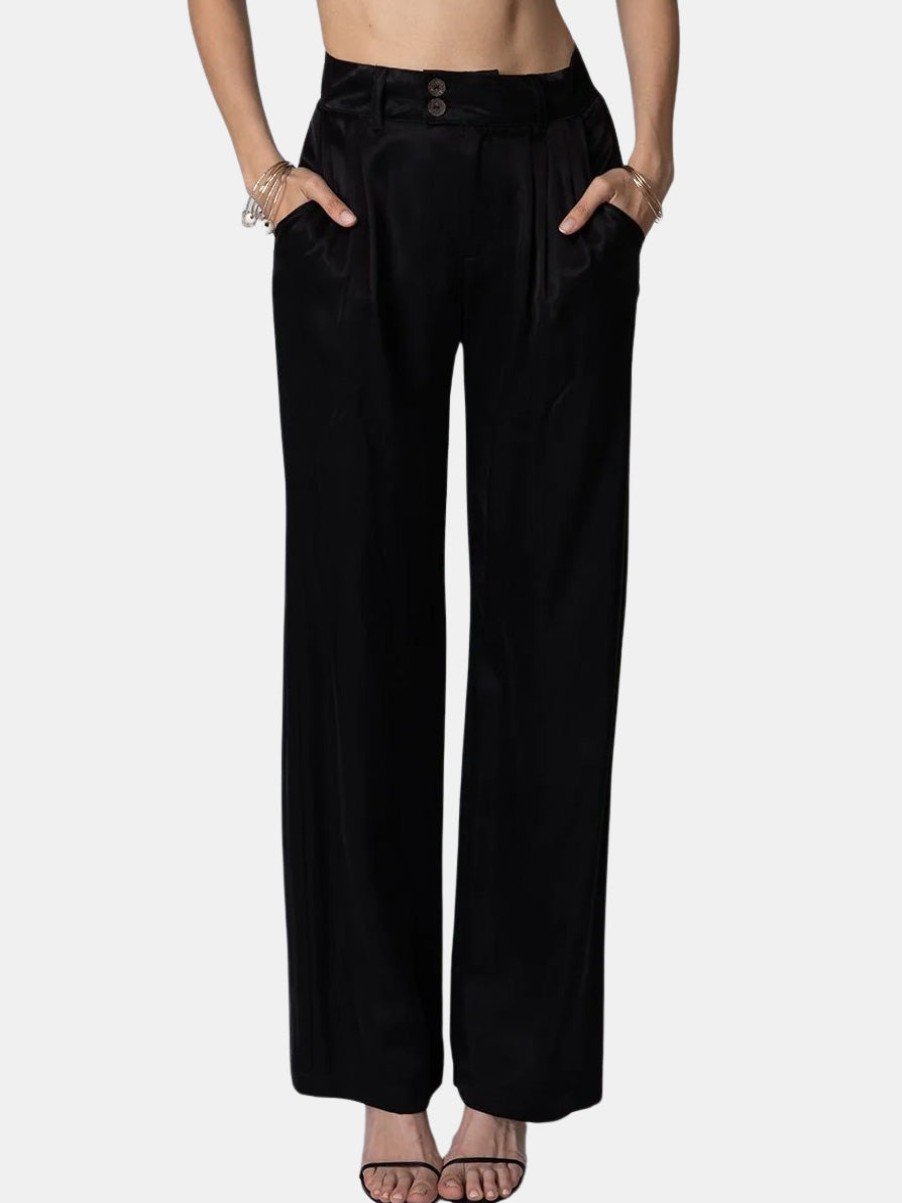 Clothing STILLWATER Pants | The Silky Pleated Pant Black