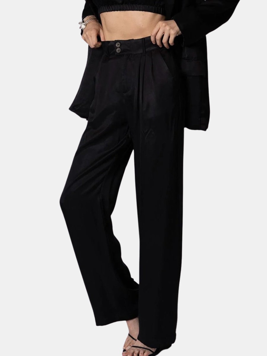 Clothing STILLWATER Pants | The Silky Pleated Pant Black