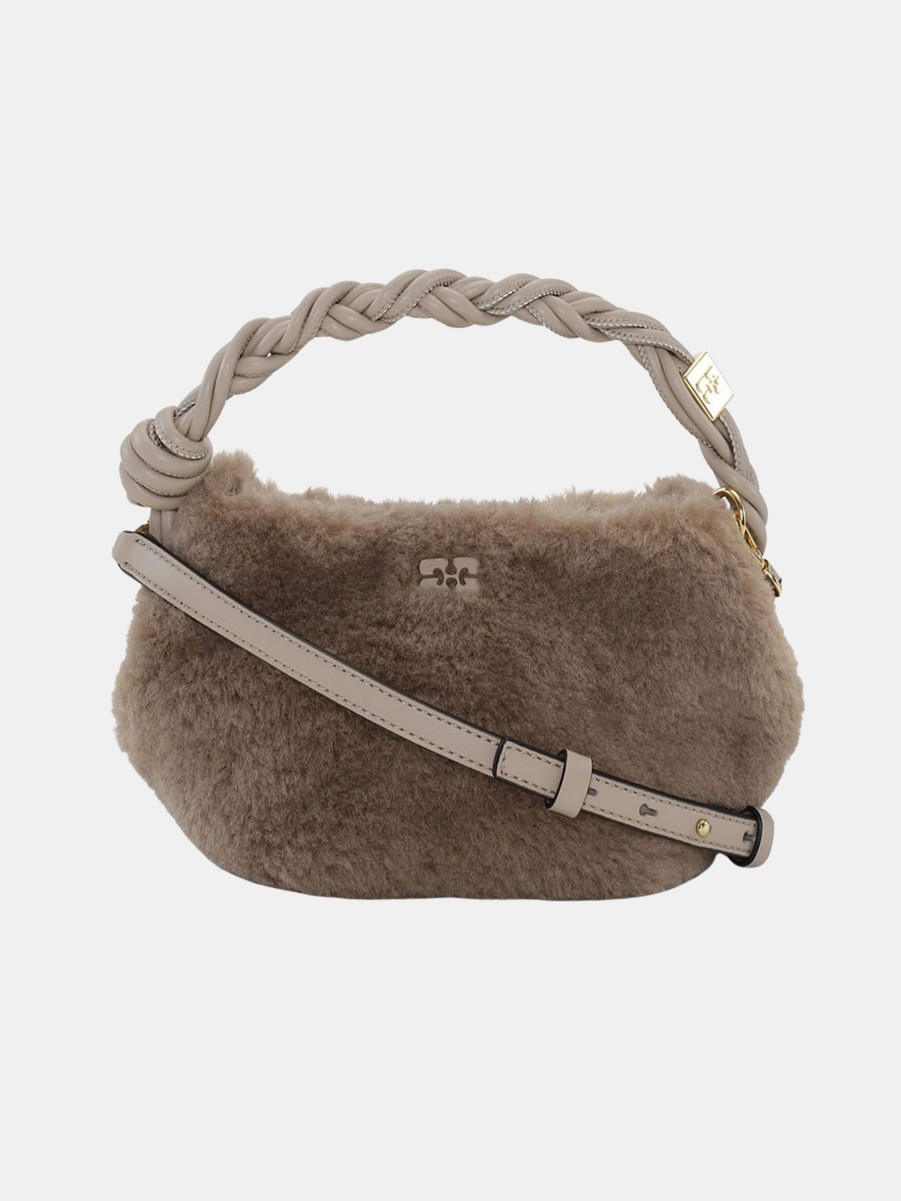 Accessories GANNI | Ganni Bou Bag Mini Fur Oyster Grey