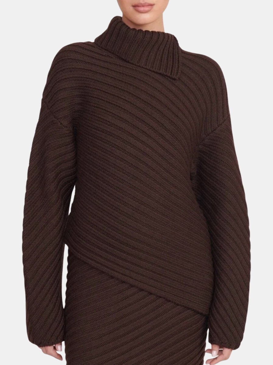 Clothing STAUD | Engrave Sweater Dark Chocolate