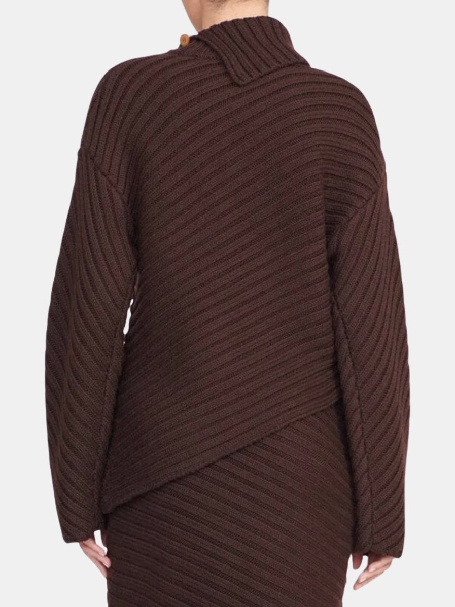 Clothing STAUD | Engrave Sweater Dark Chocolate