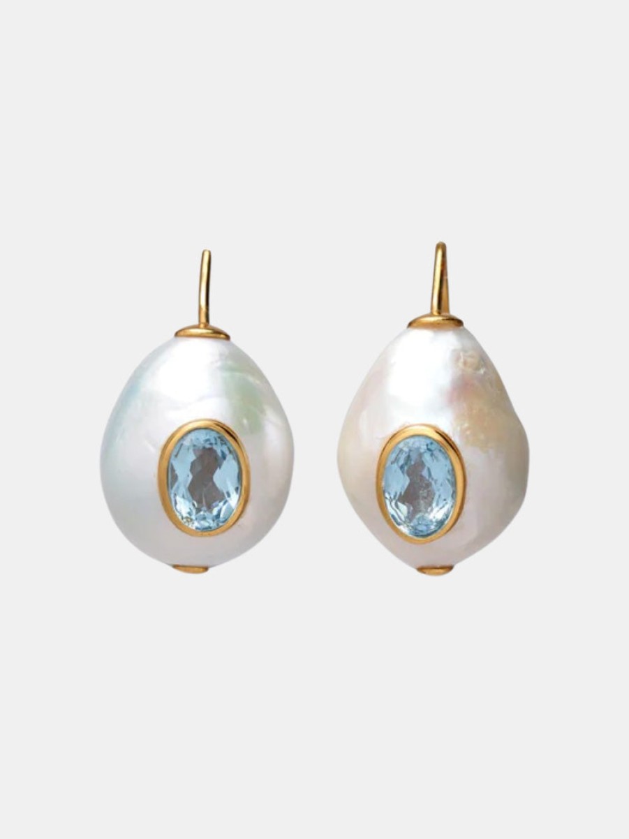 Accessories Lizzie Fortunato | Pearl Pablo Earrings In Blue Topaz