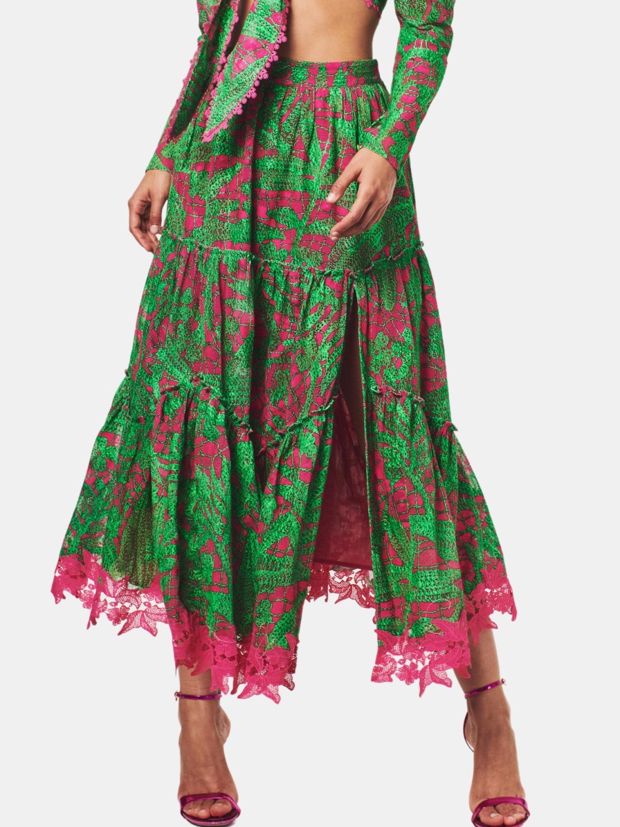 Clothing Hemant & Nandita Midi | Long Skirt Green