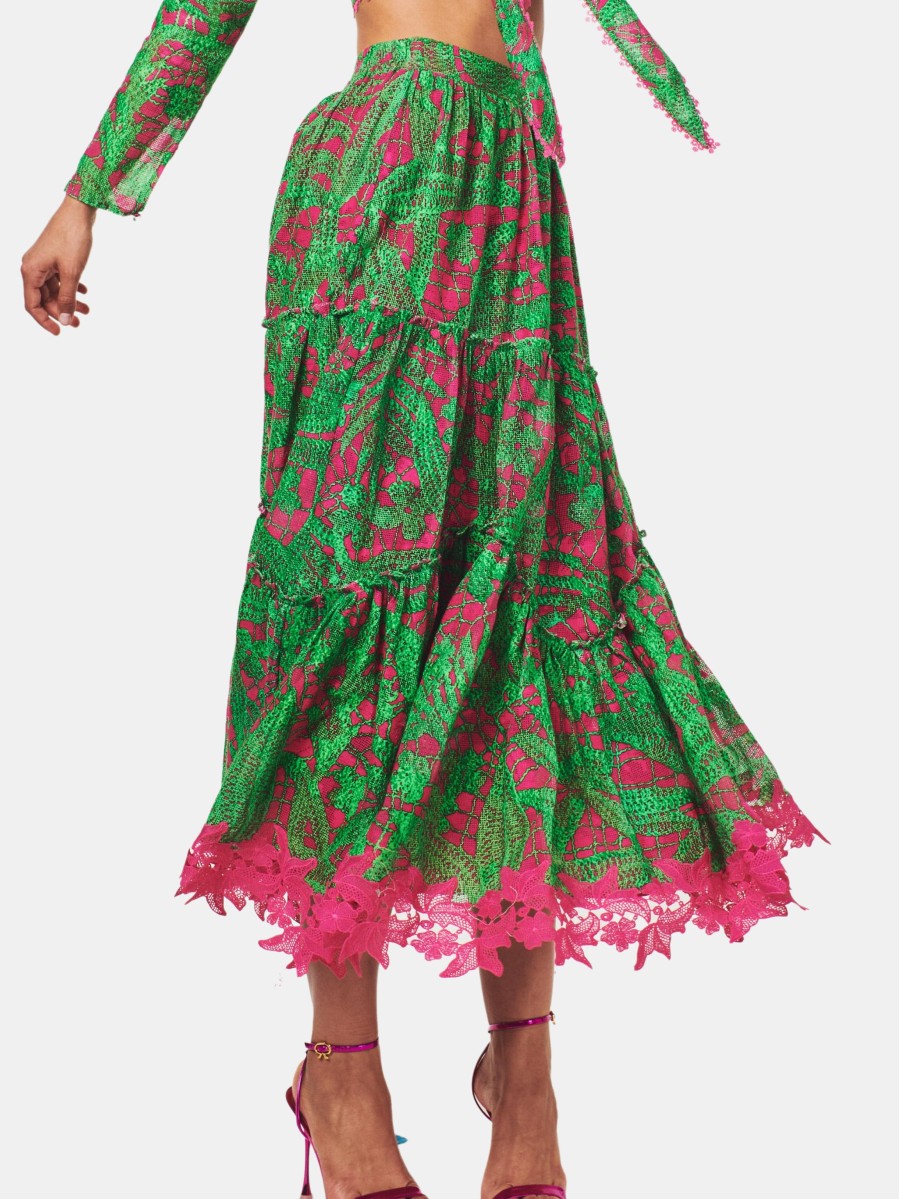 Clothing Hemant & Nandita Midi | Long Skirt Green