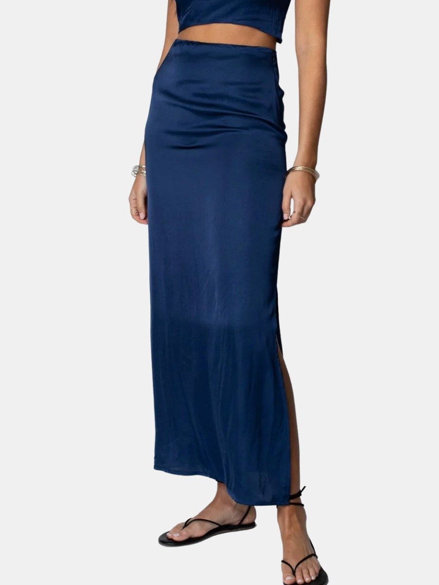 Clothing STILLWATER | Dani Maxi Skirt Navy Peony