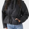 Clothing GANNI Puffer Jackets | Shiny Quilt Vest Jacket Black