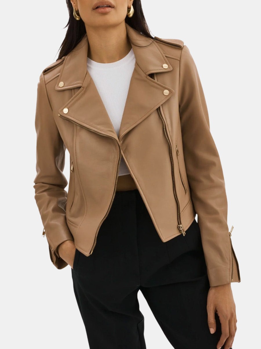 Clothing LAMARQUE Leather Jackets | Donna Leather Jacket Mocha