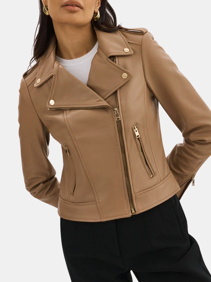 Clothing LAMARQUE Leather Jackets | Donna Leather Jacket Mocha