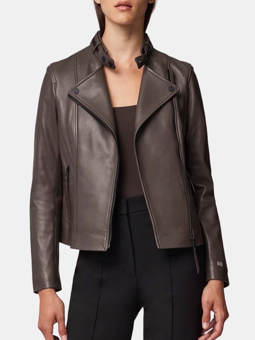 Clothing SOIA & KYO Leather Jackets | Gigi Leather Jacket Mushroom