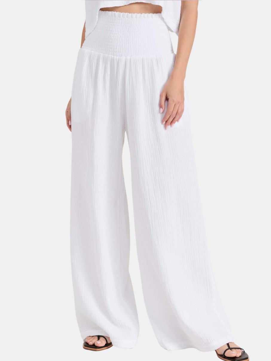 Clothing Monrow | Gauze Smocked Flare Pant