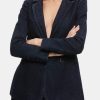 Clothing ALICE + OLIVIA Denim Jackets | Macey Notch Collar Fitted Blazer Dark Rinse