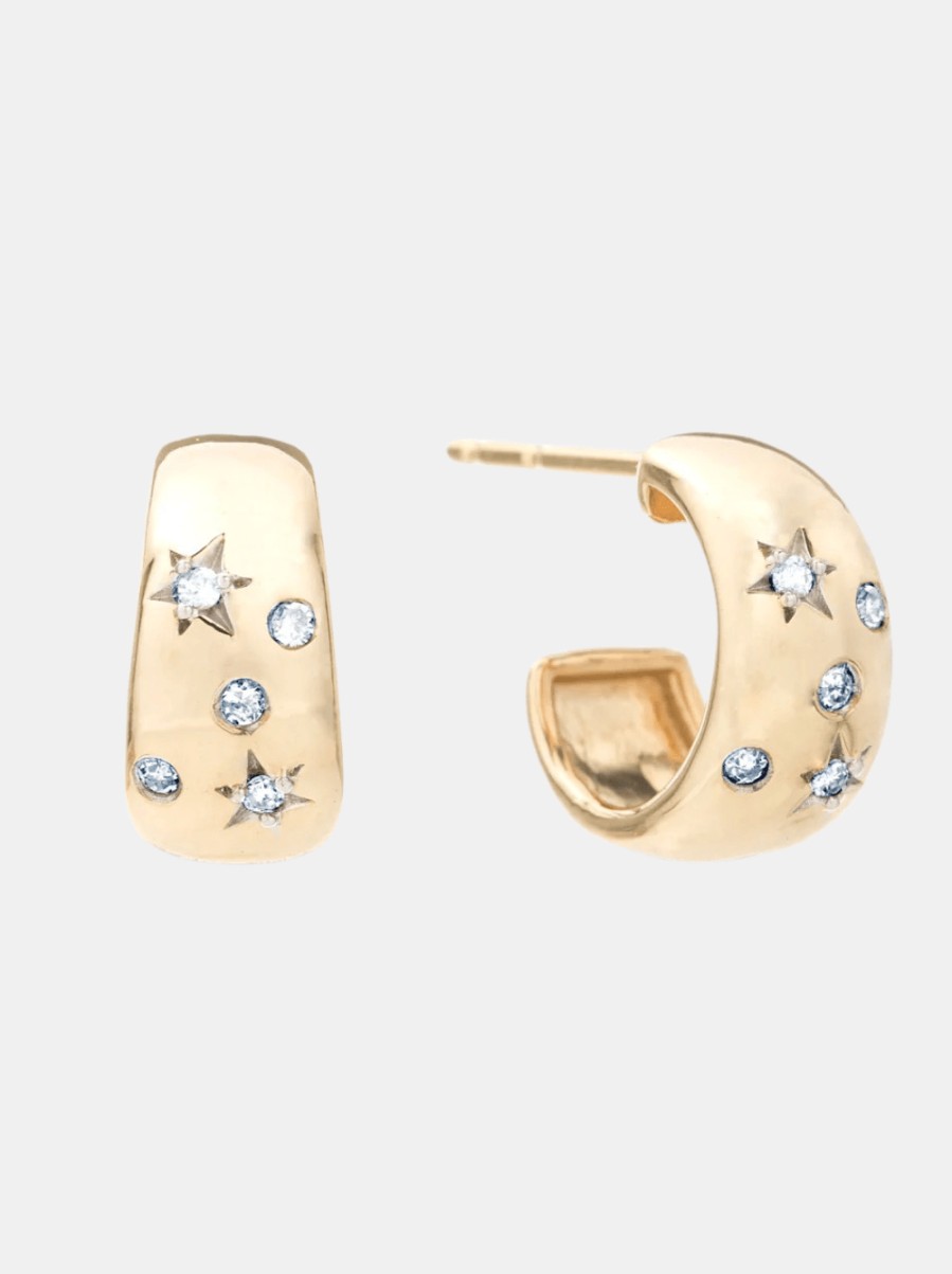 Accessories Adina Reyter Earrings | Celestial Diamonds Wide Huggie Hoops Y14