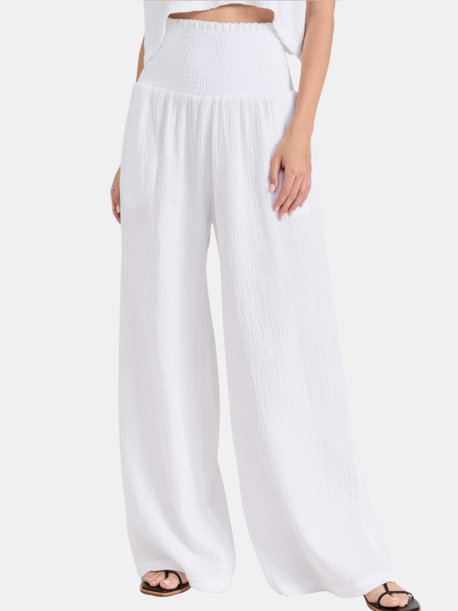 Clothing Monrow | Gauze Smocked Flare Pant