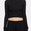 Clothing ETERNE Tees | Long Sleeve Cropped Rib T-Shirt