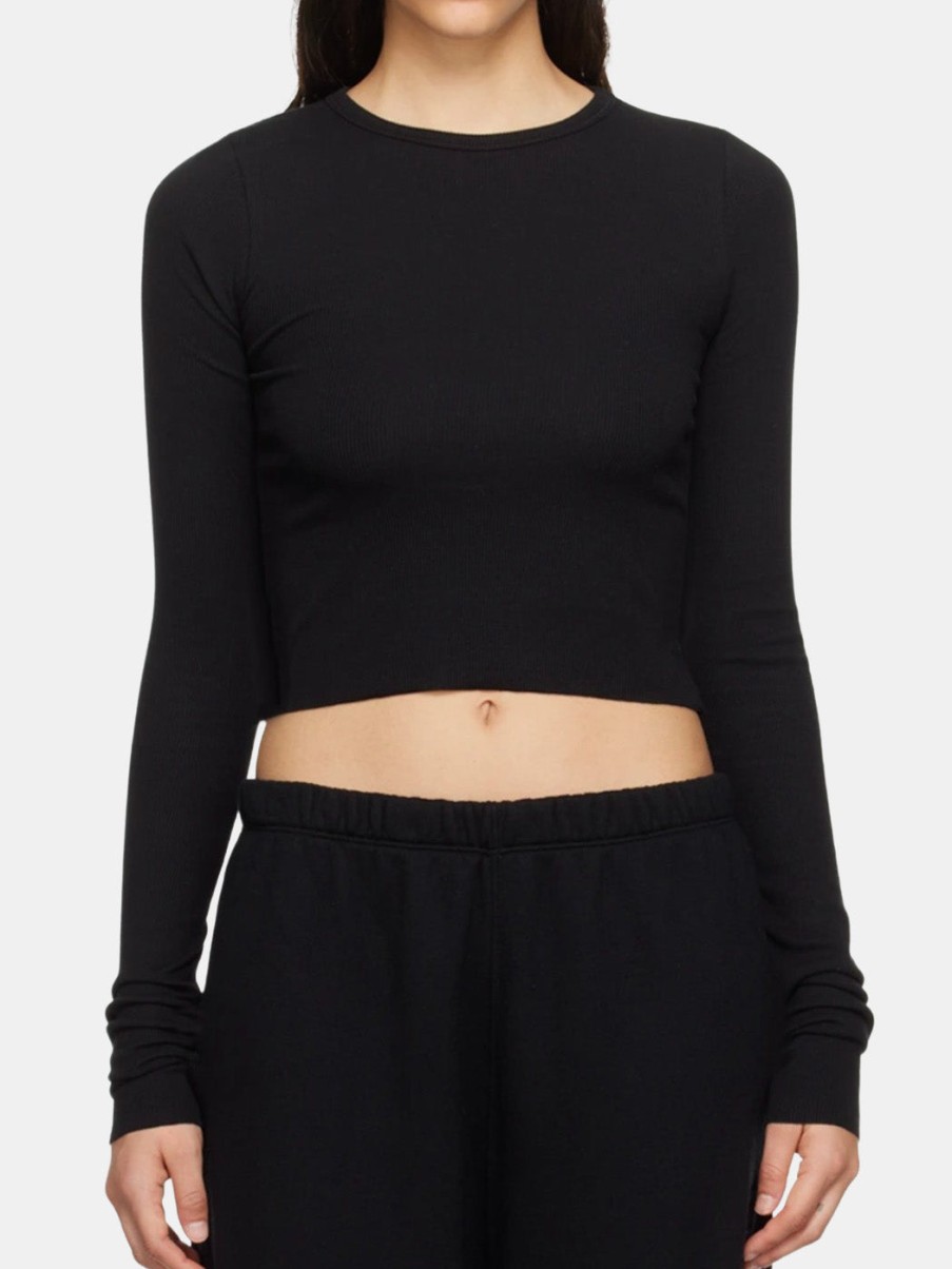 Clothing ETERNE Tees | Long Sleeve Cropped Rib T-Shirt