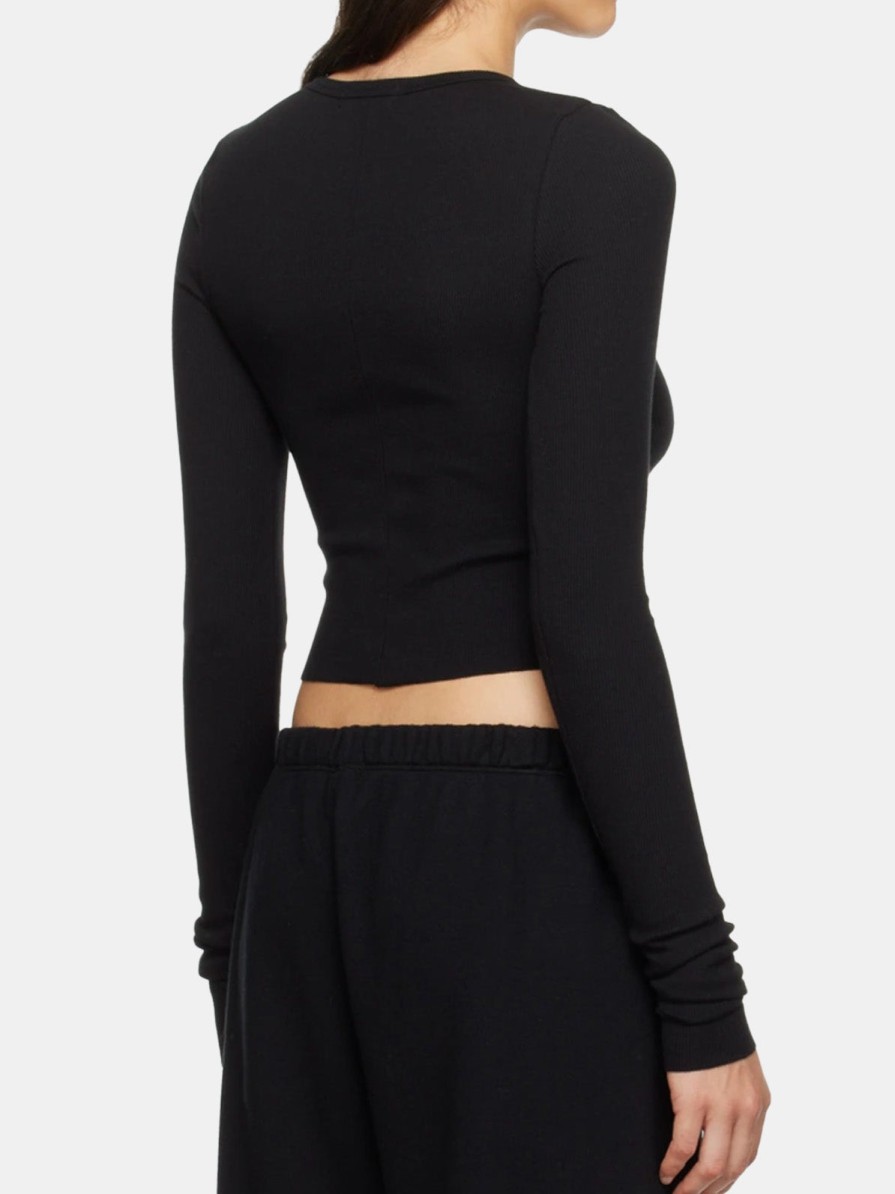 Clothing ETERNE Tees | Long Sleeve Cropped Rib T-Shirt