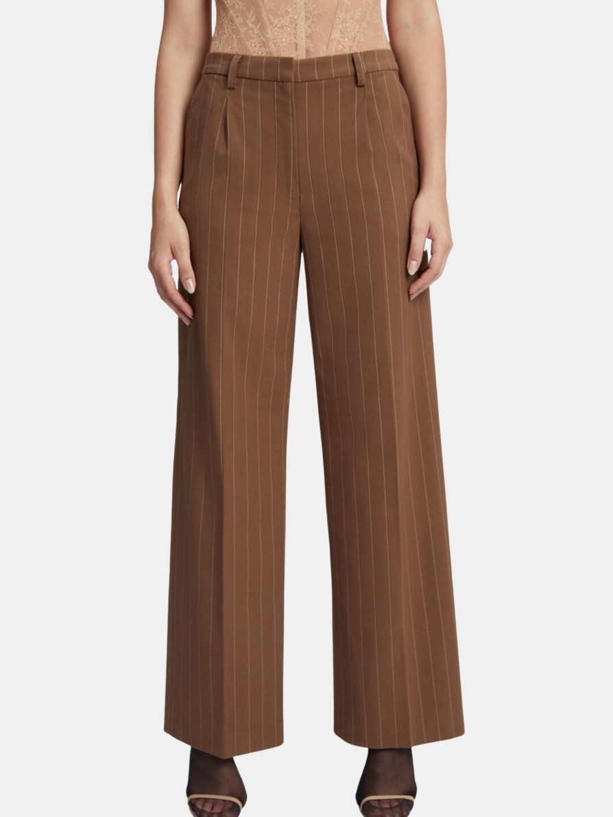 Clothing BARDOT | Pin Stripe Straight Pant Chestnut