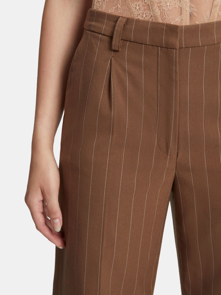 Clothing BARDOT | Pin Stripe Straight Pant Chestnut