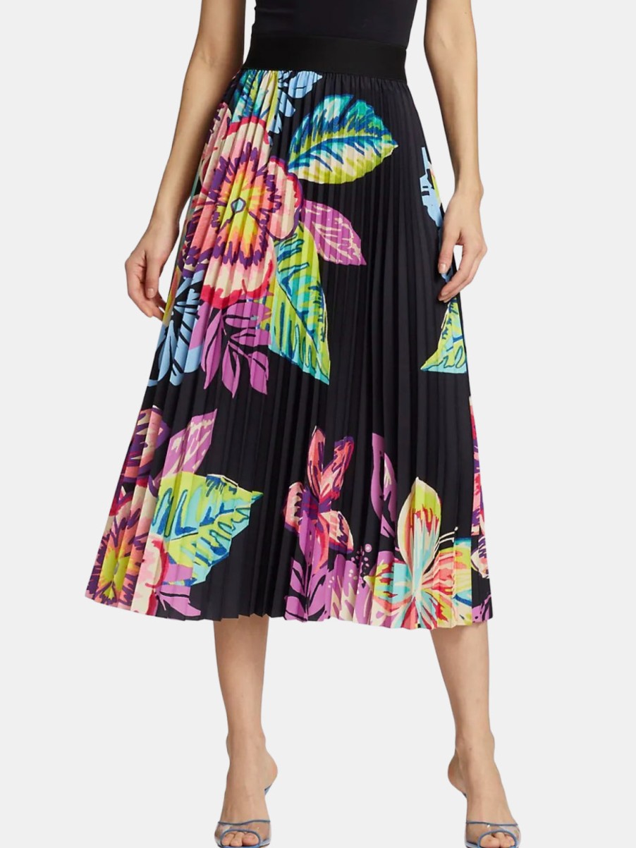 Clothing LE SUPERBE Skirts | Acid Hawaii Pleated Skirt Black Acid Floral