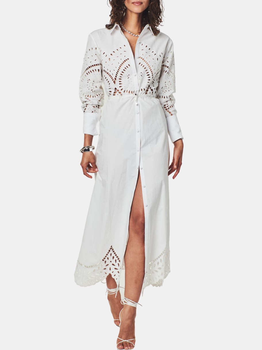 Clothing Hemant & Nandita Midi | Aisha Long Shirt Dress White