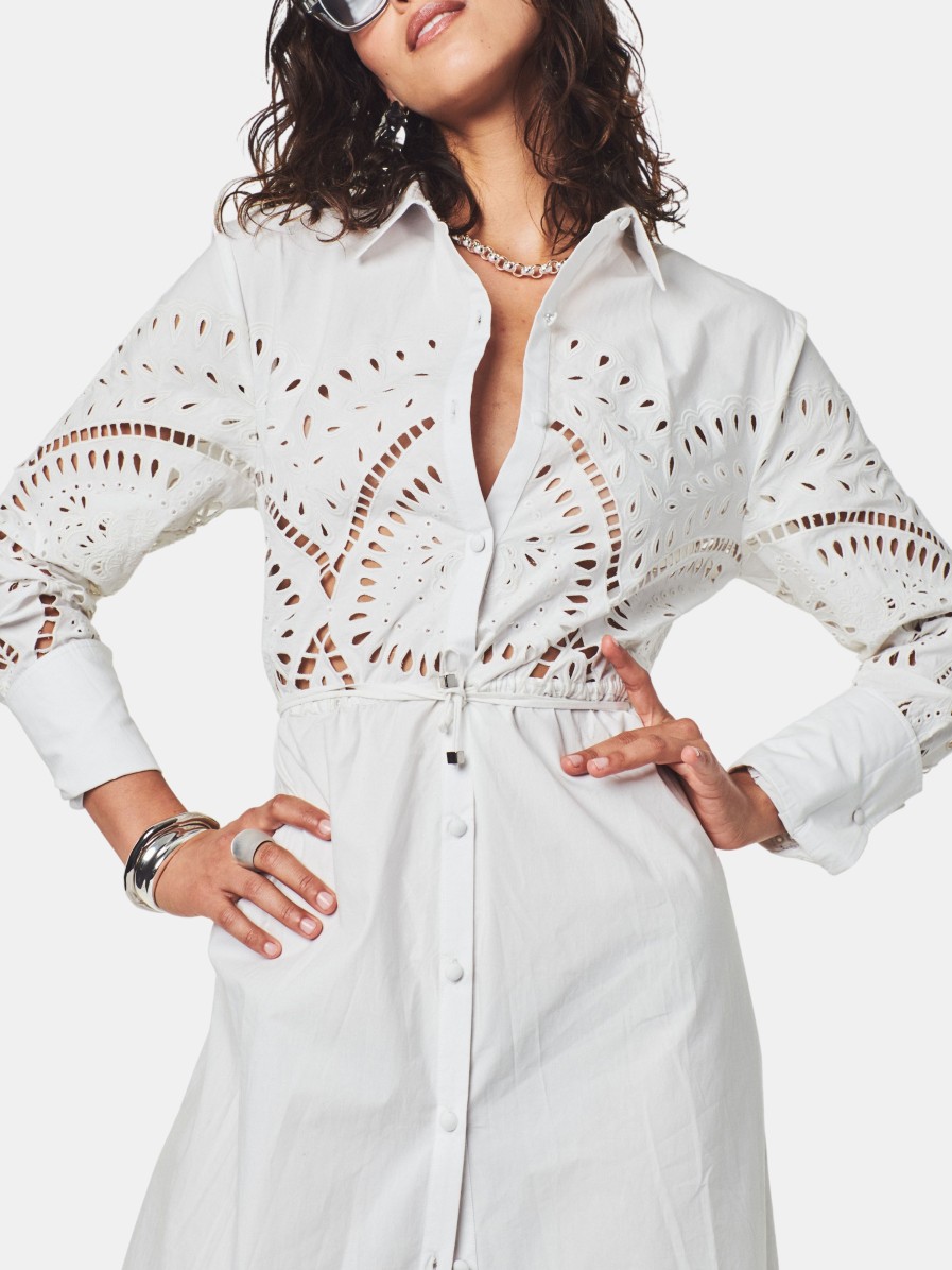 Clothing Hemant & Nandita Midi | Aisha Long Shirt Dress White