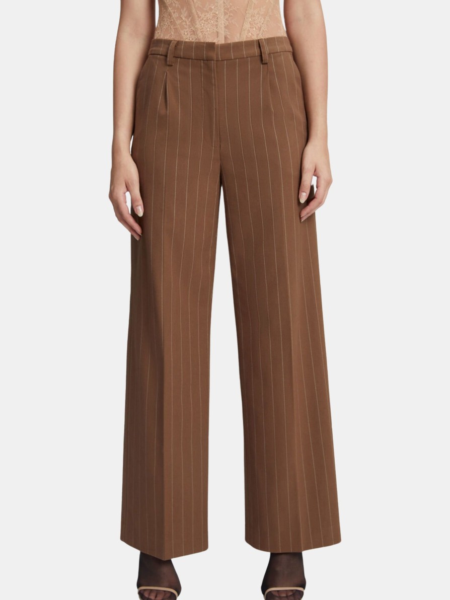 Clothing BARDOT Pants | Pin Stripe Straight Pant Chestnut