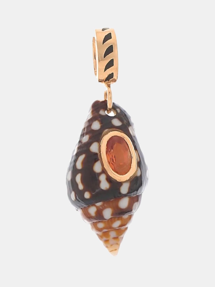 Accessories DEZSO Pendants | Natural Shell Orange Sapphire