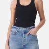 Clothing AGOLDE Tees | Maria Rib Tank Thong Bodysuit Black