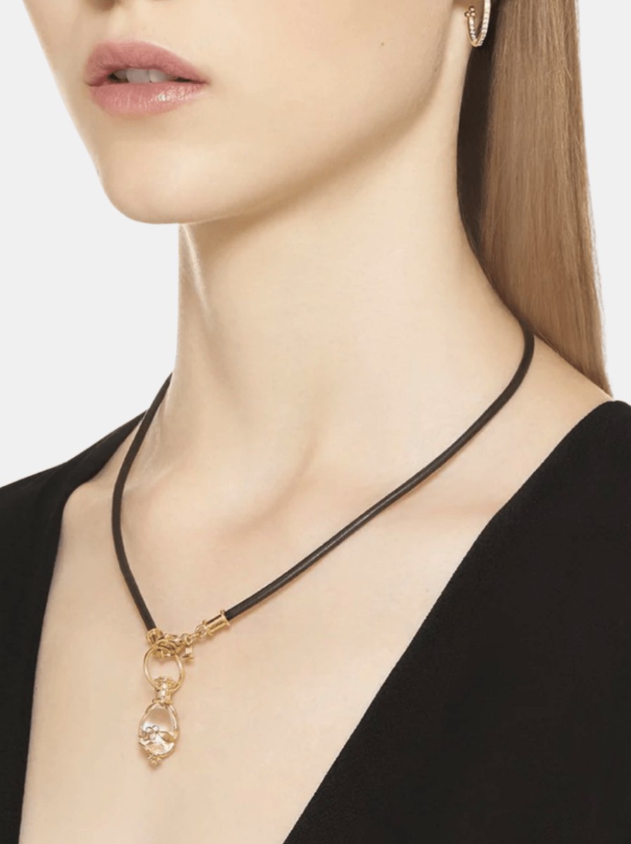 Accessories Temple St Clair Necklaces | 18K Leather Cord 18" Black