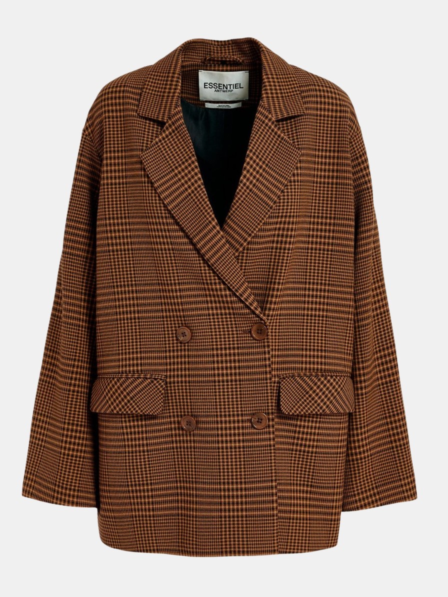 Clothing ESSENTIEL Blazers | Eblazero Double-Breasted Blazer Brandy