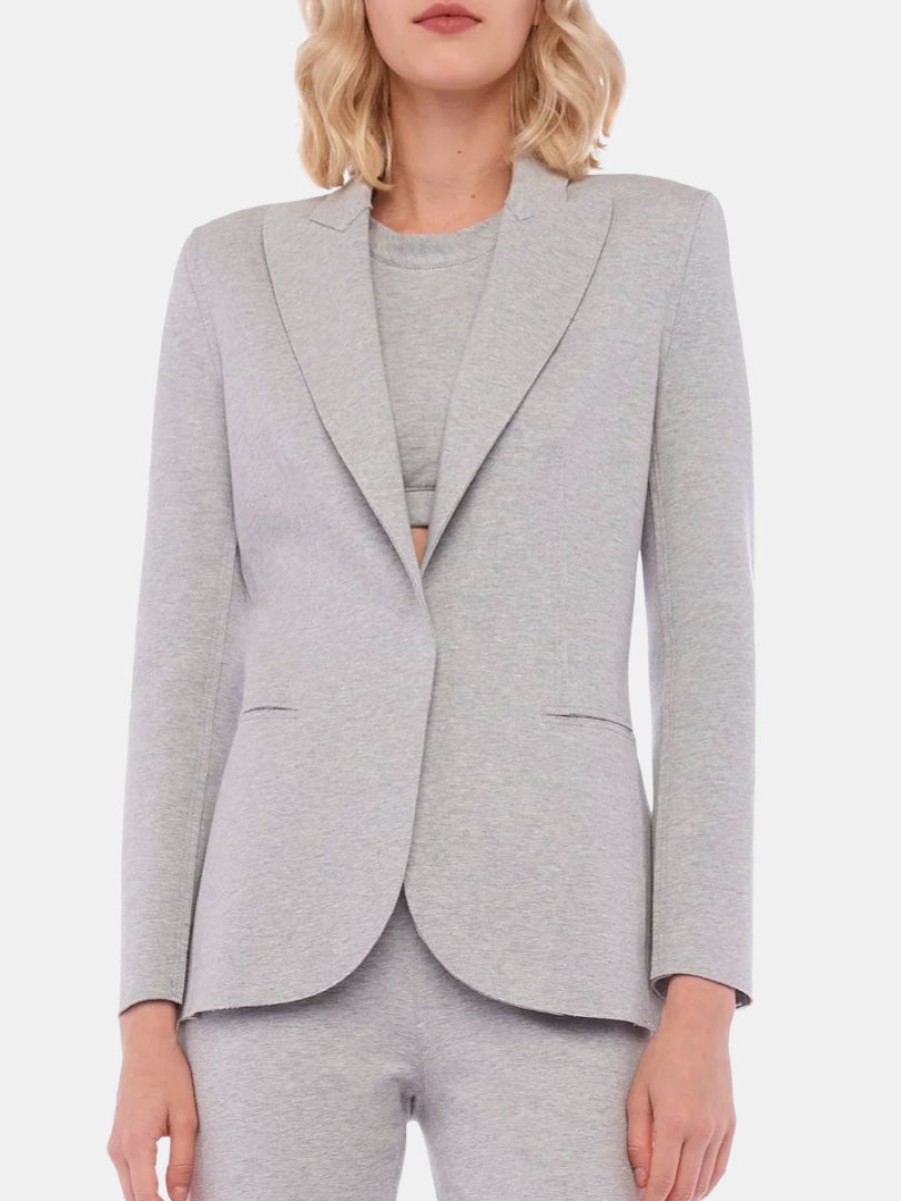 Clothing NORMA KAMALI Blazers | Classic Single Breasted Jacket Light Leather Grey