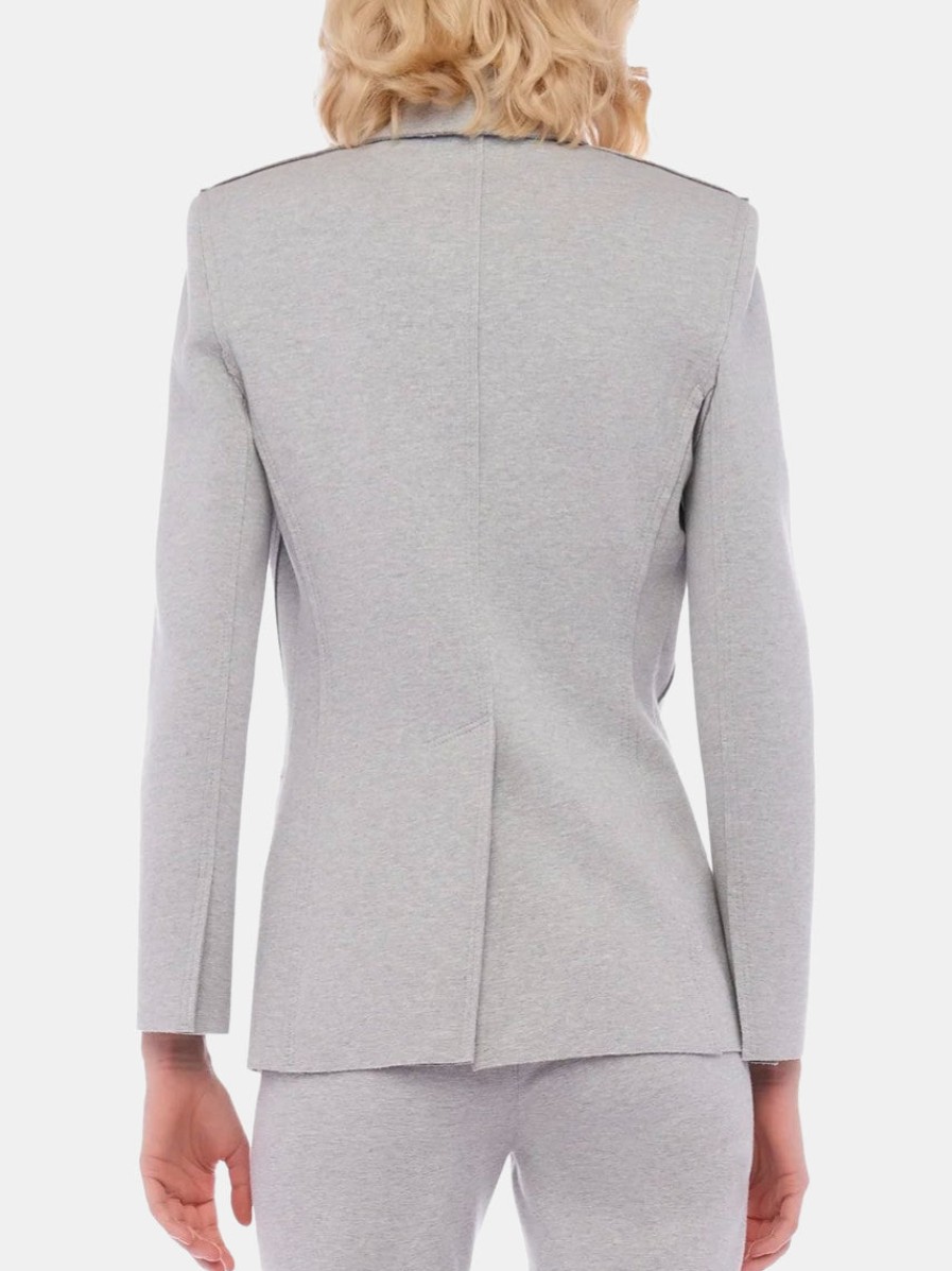 Clothing NORMA KAMALI Blazers | Classic Single Breasted Jacket Light Leather Grey