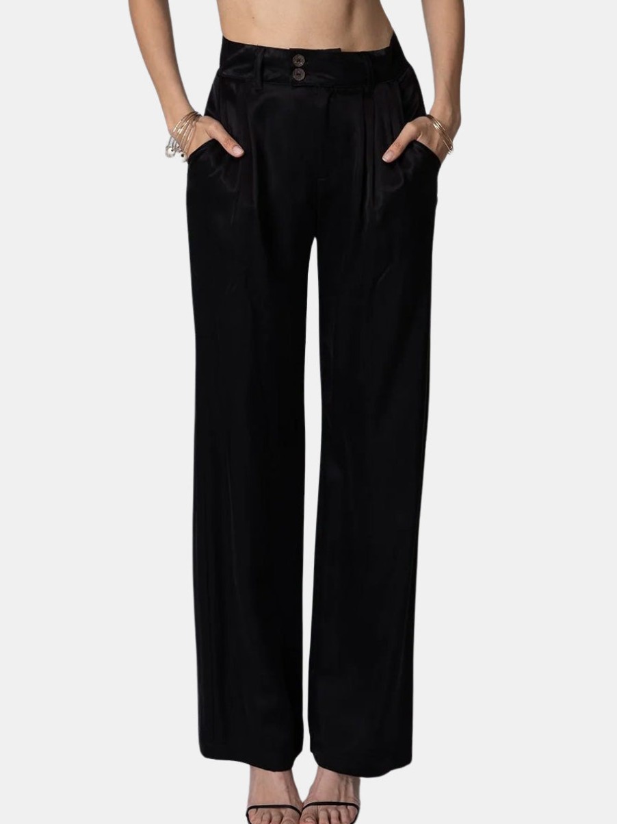 Clothing STILLWATER | The Silky Pleated Pant Black