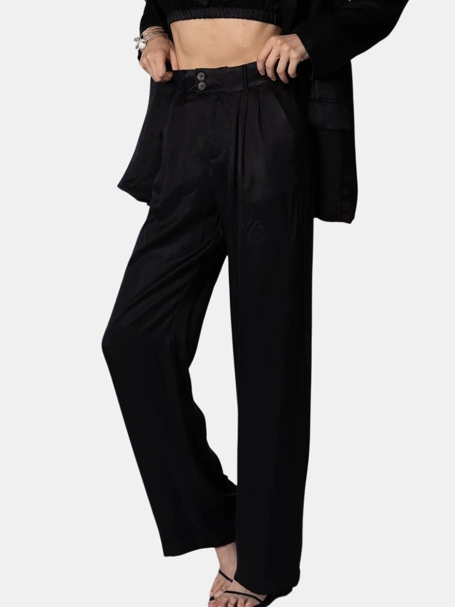 Clothing STILLWATER | The Silky Pleated Pant Black