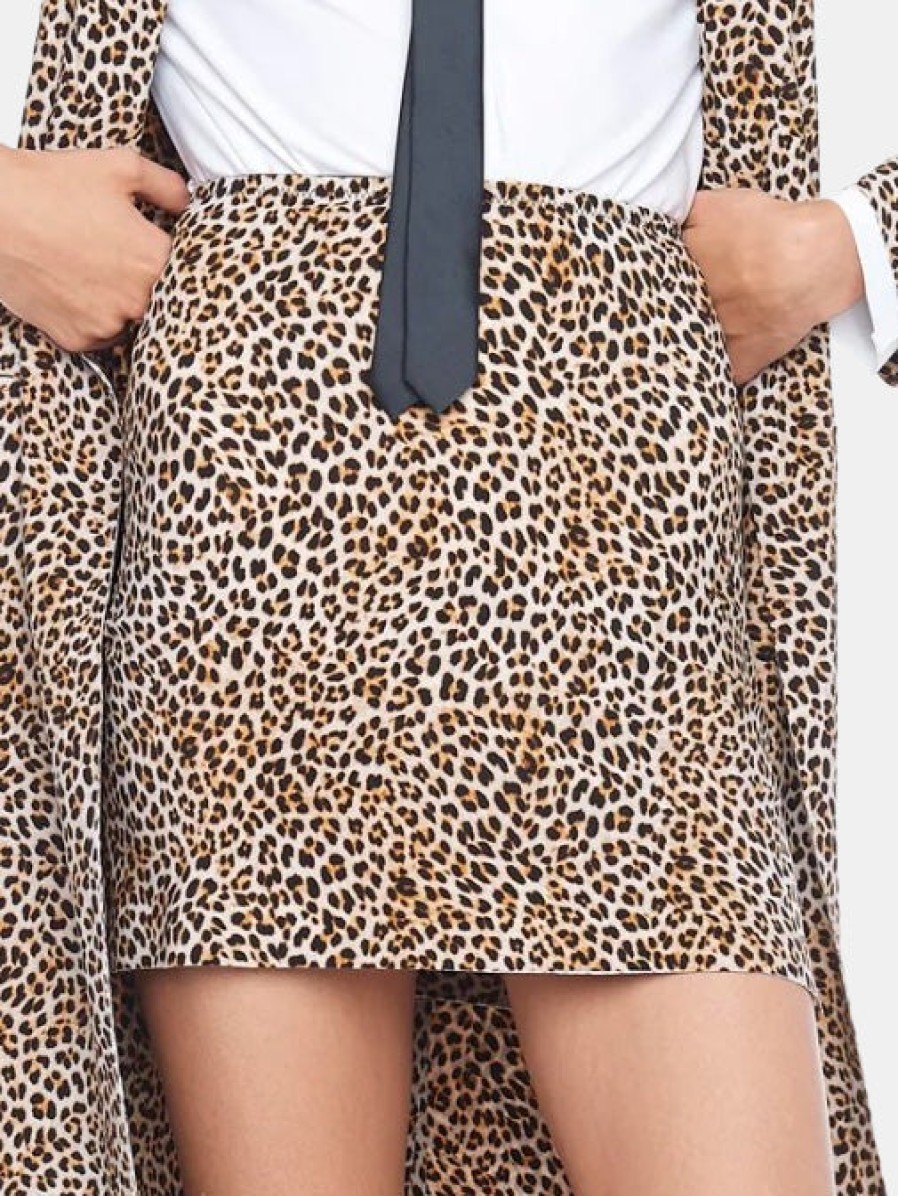 Clothing NORMA KAMALI Mini | Side Slit Mini Skirt Bb Leopard