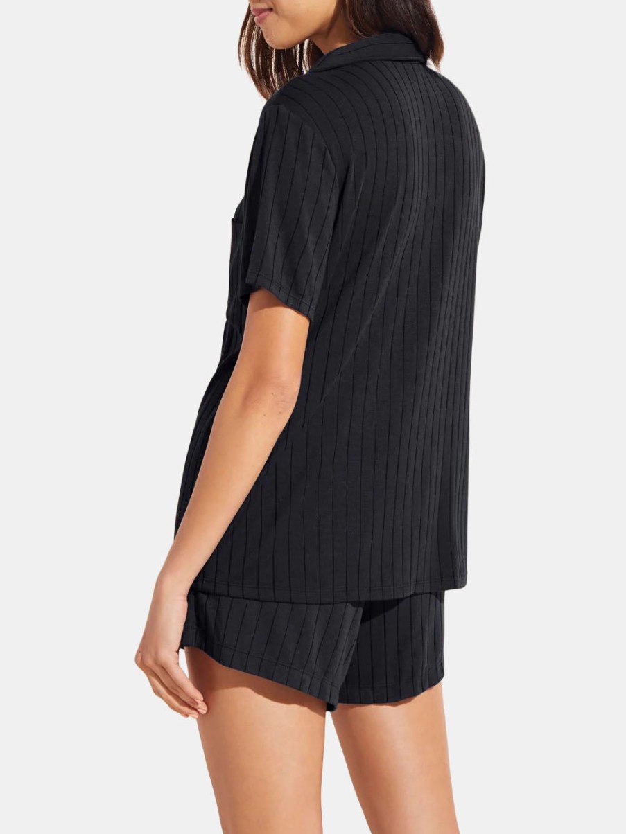 Clothing EBERJEY Shorts | Gisele Rib Relaxed Short Pj Set Black