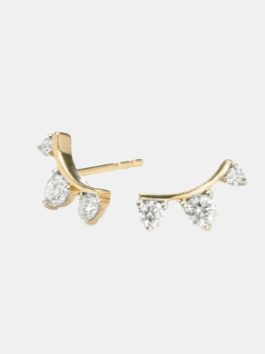 Accessories Adina Reyter Earrings | 3 Diamond Amigos Curve Posts Y14