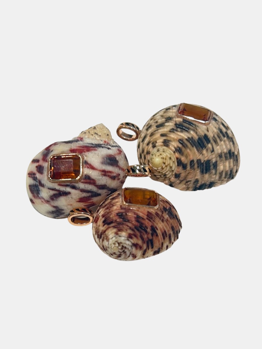 Accessories DEZSO Pendants | Natural Shell With Citrine