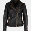 Clothing Mauritius Leather Jackets | Peggie Jacket Black Beige