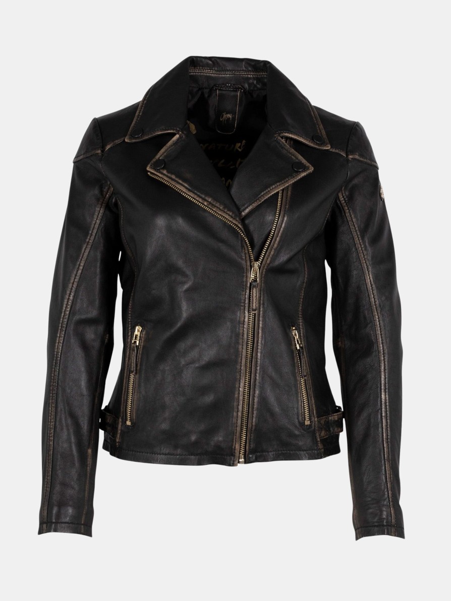 Clothing Mauritius Leather Jackets | Peggie Jacket Black Beige