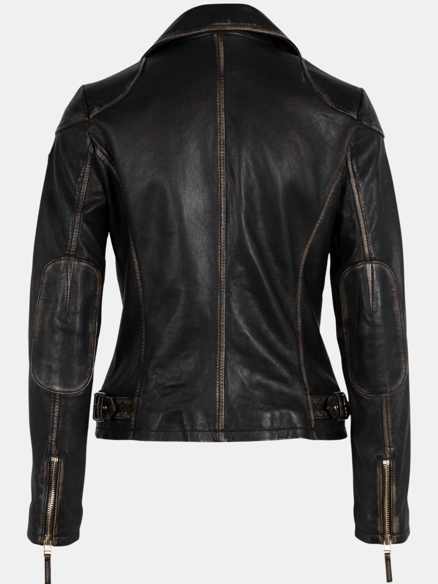 Clothing Mauritius Leather Jackets | Peggie Jacket Black Beige