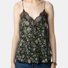 Clothing ZADIG& VOLTAIRE Tanks | Christy Lace Trim Silk Camisole Noir