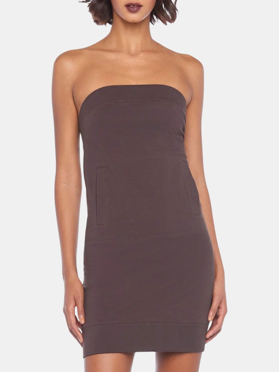 Clothing NORMA KAMALI Mini | Strapless Tailored Terry Mini Dress Chocolate